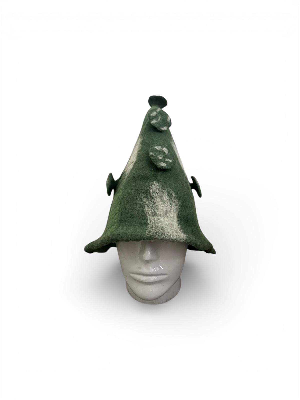 Green Forest Mushroom Long Design Sauna Hat