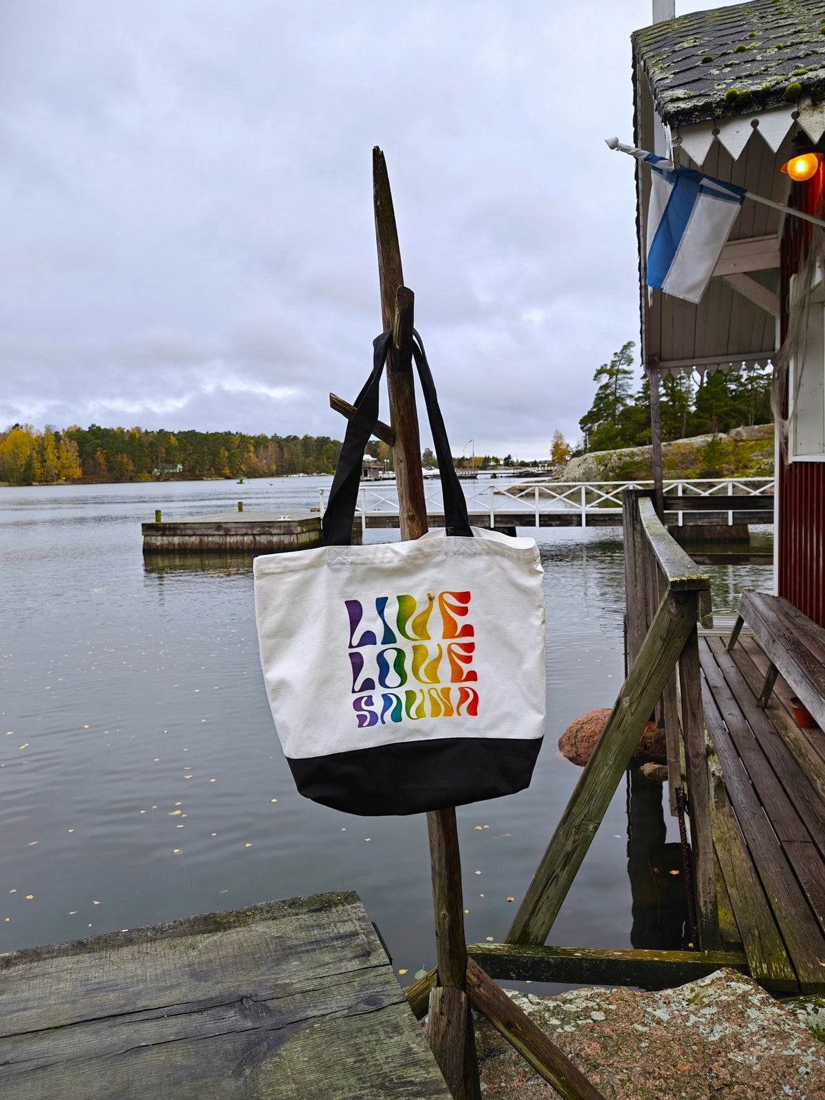 Live, Love, Sauna -Saunakassi | Monivärinen
