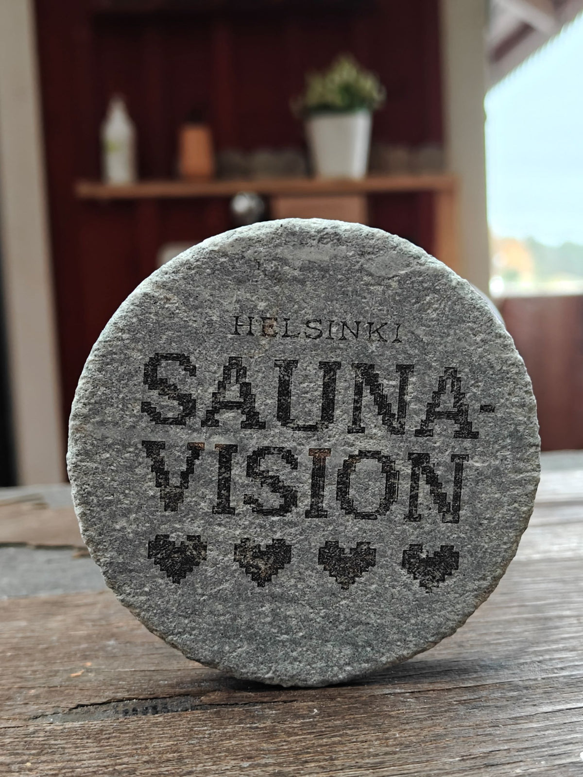 Live, love, sauna -saunakivi