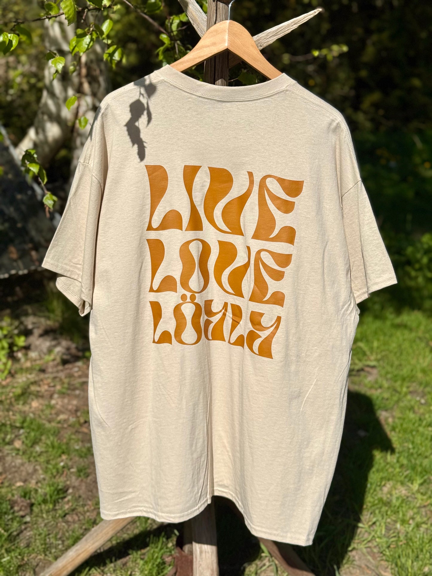 T-paita Live, Love, Löyly - Beige