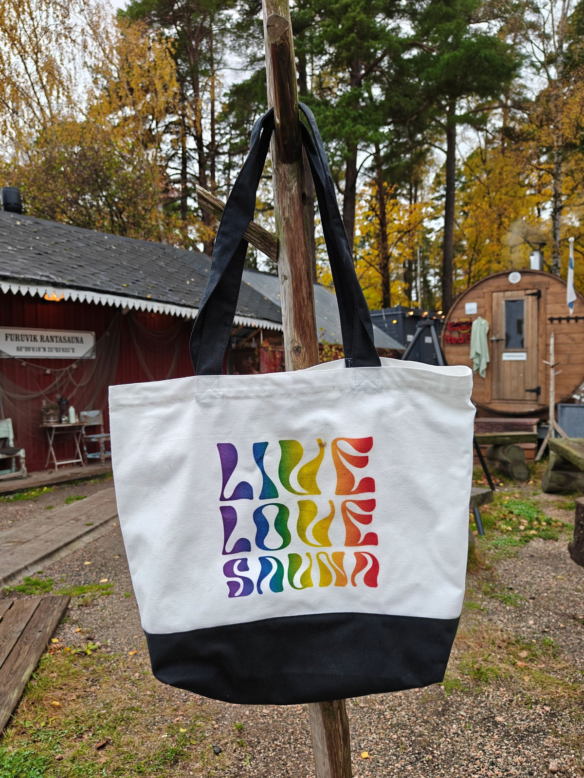 Live, Love, Sauna -Saunakassi | Monivärinen