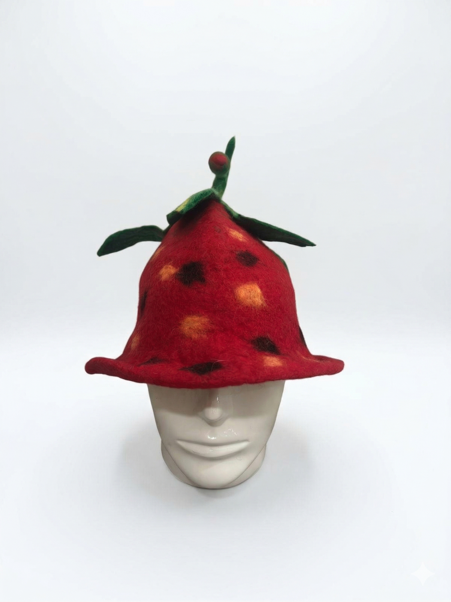 Red Strawberry with Leaf and Fruit Design Sauna Hat